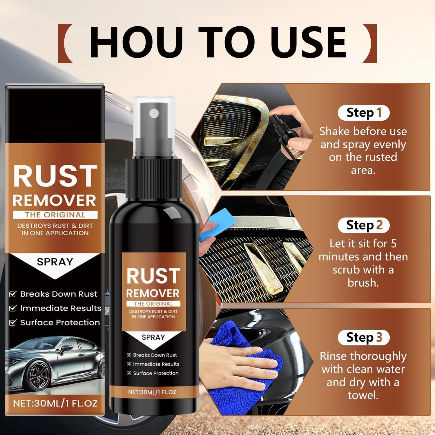 Nexa Rust Remover Spray, 2025 Upgrade Rust Remover for Metal, Car Scratch Rem
