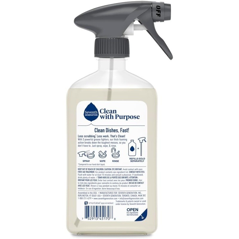Biodegradable Foaming Dish Spray Unscented Non-Toxic Powerful Grease Cleaner New