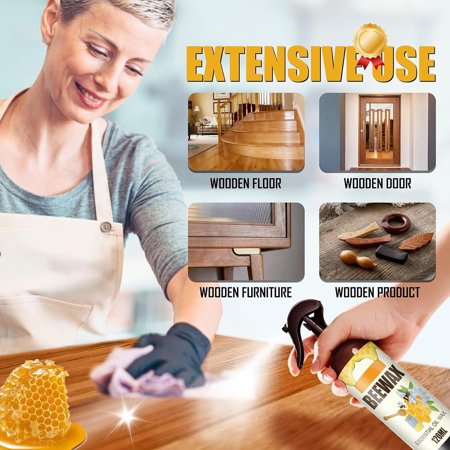 1/2x Furniture Beeswax Spray Natural Multi-Purpose Wood Floor Cleaner and Polish