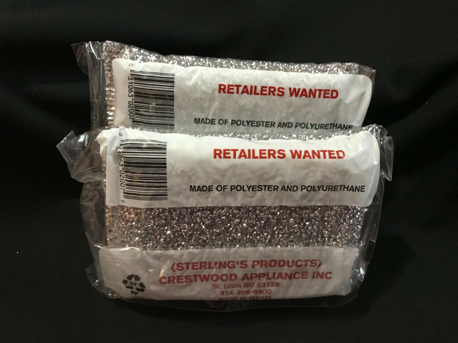 2 SILVER Sterling Non Scratch Scrubbers Sterlings AntiBacterial Sponge Scrub Pad