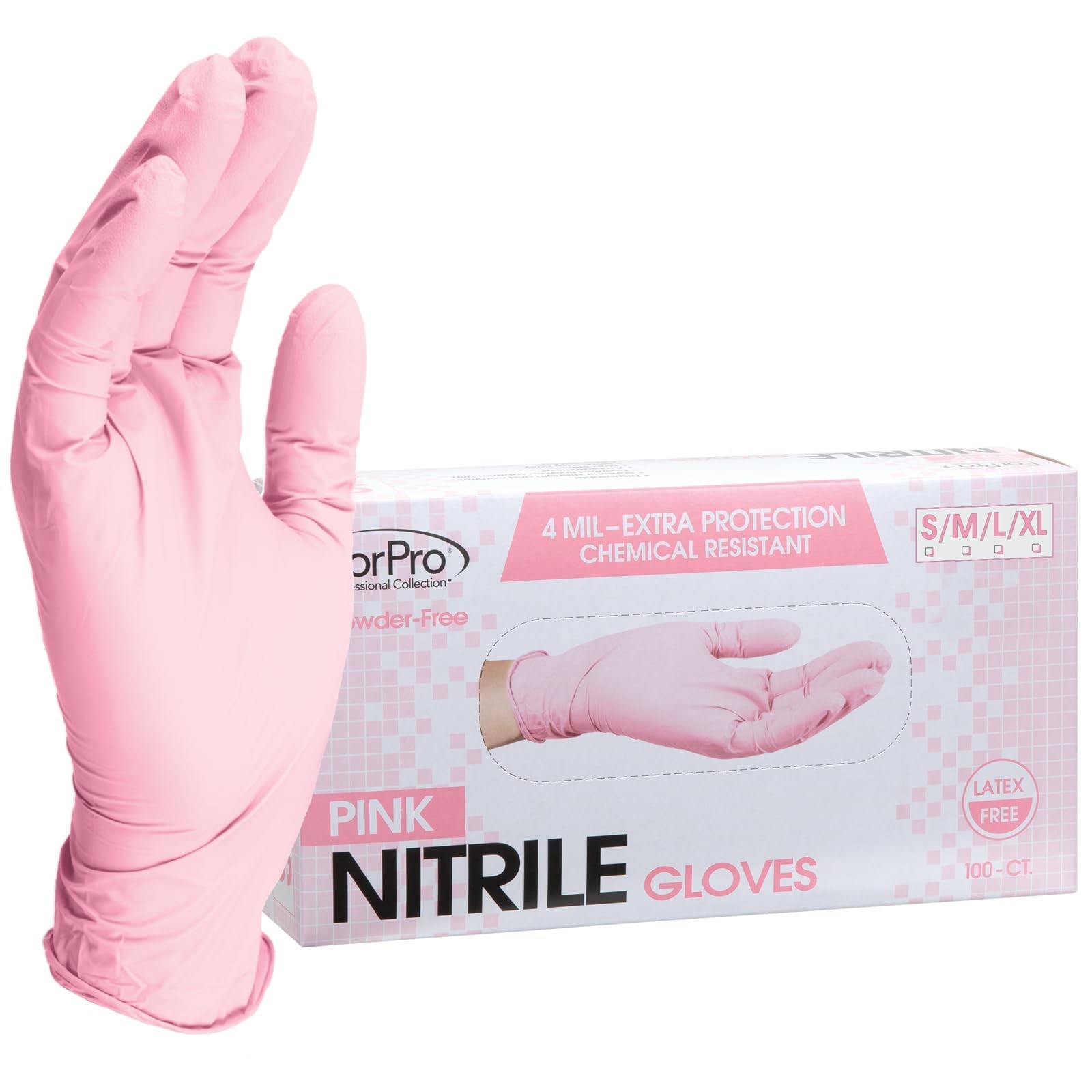 ForPro Professional Collection Disposable Nitrile Medium (Pack of 100), Pink