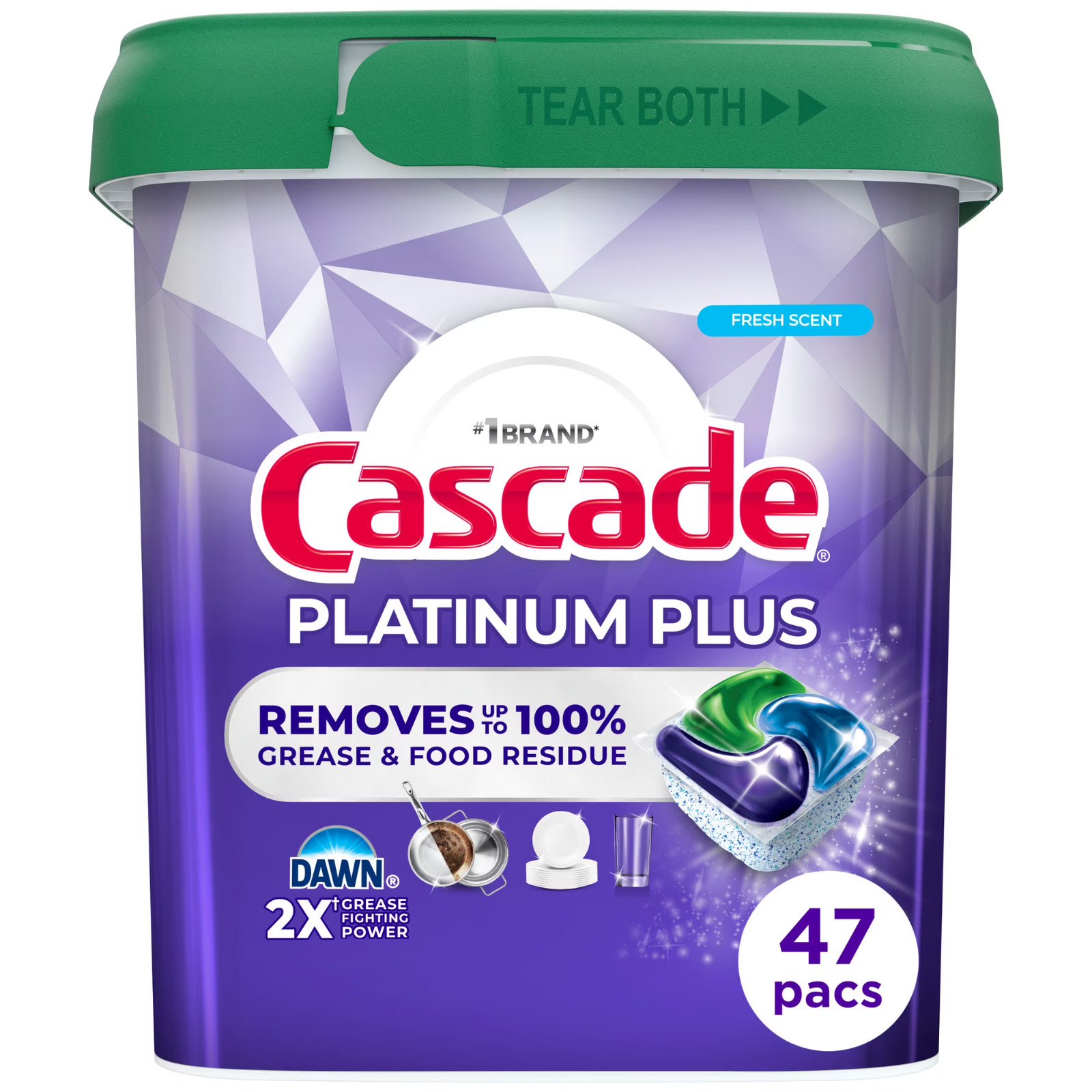 Cascade Platinum Plus Dishwasher Detergent Pods Fresh 47 Count