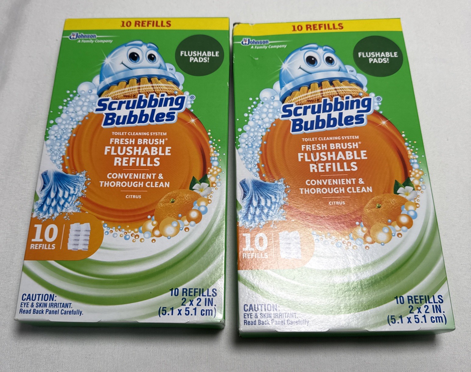 2 -Scrubbing Bubbles Toilet Cleaning Fresh Brush Flushable Refills 20 Ct Total