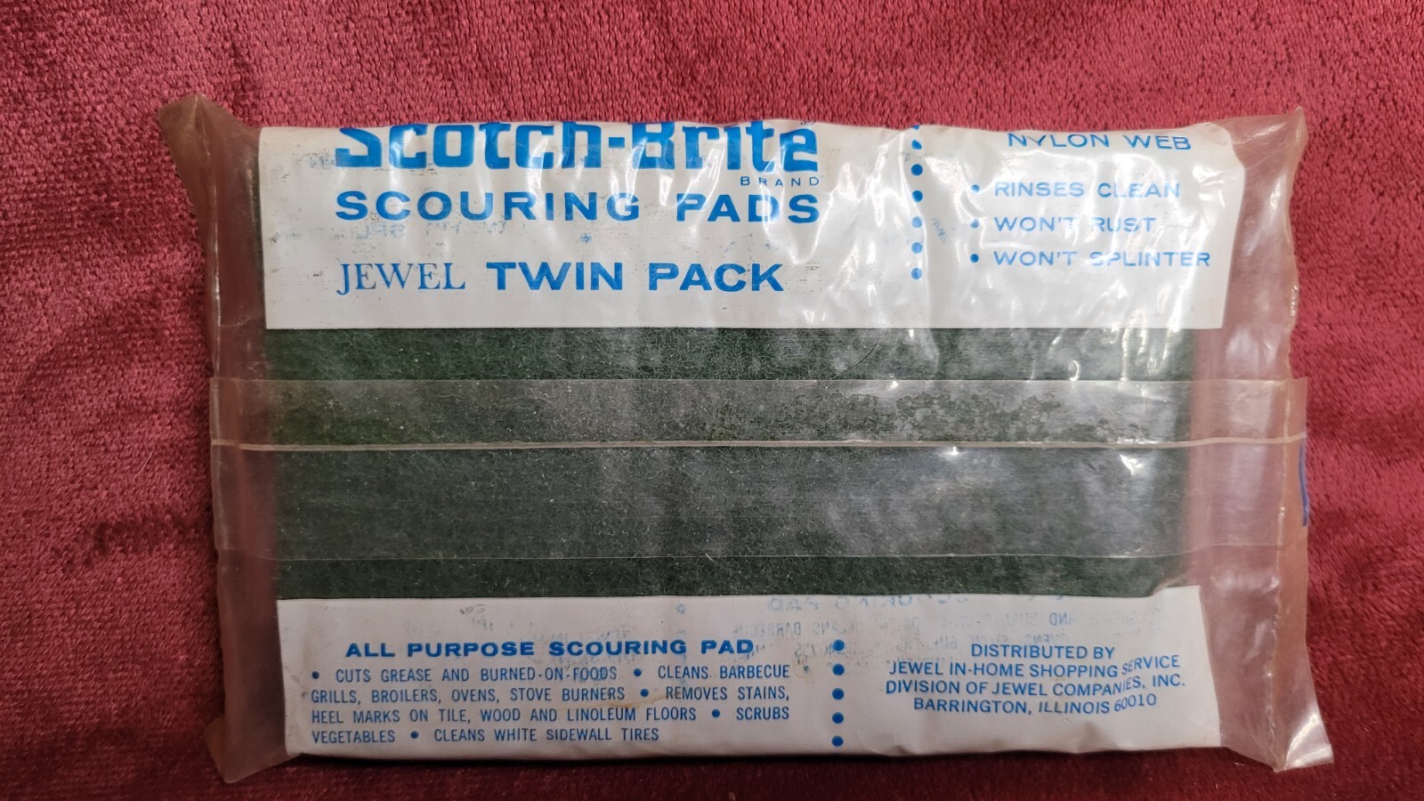 Vintage Scotch-Brite Scouring Pads, 2 Packs, 4 Pads, 3m Company, Nylon Web, NOS