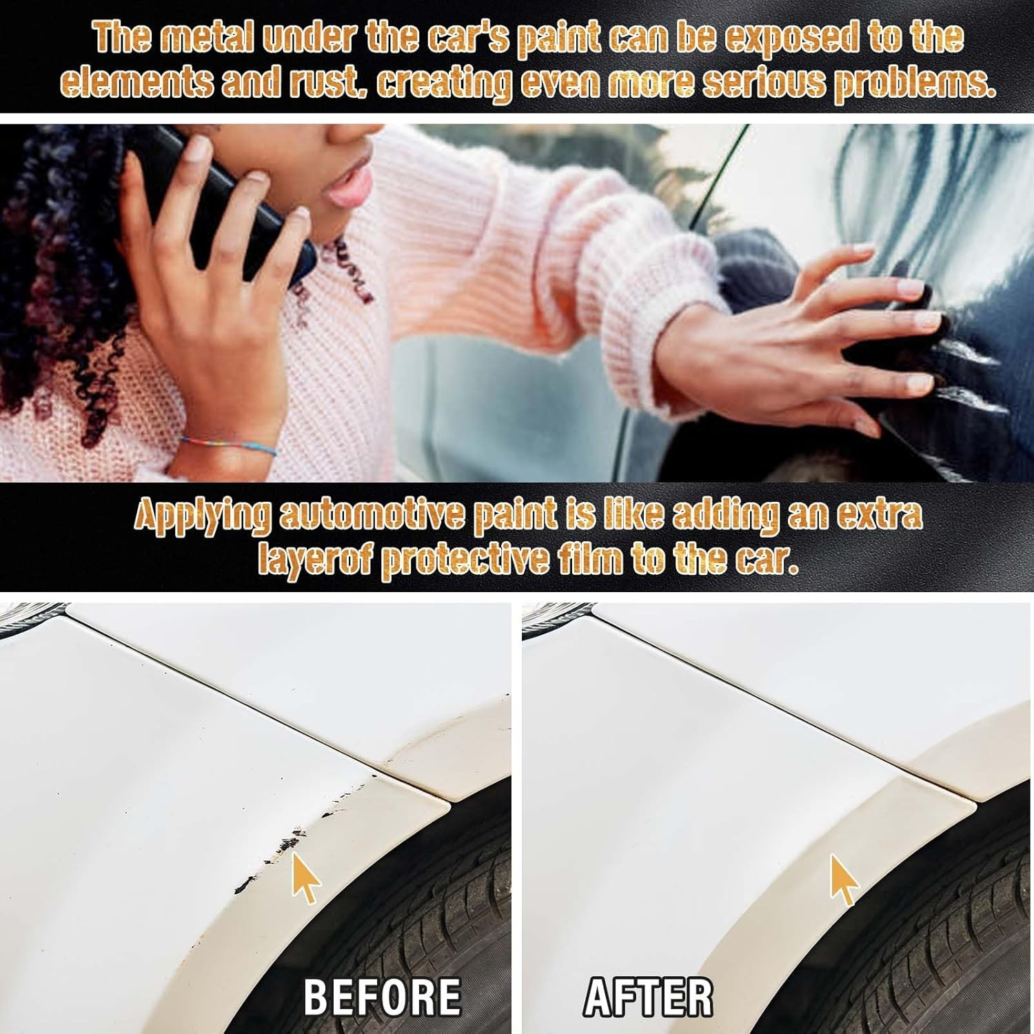 Pearl White Car Paint Touch Up, Auto Pearl White Touch Up Paint Pen, Two-In-One