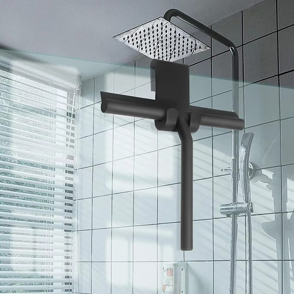Shower Squeegee for Glass Door Shower Wall Scraper Cleaner With Silicone Holder