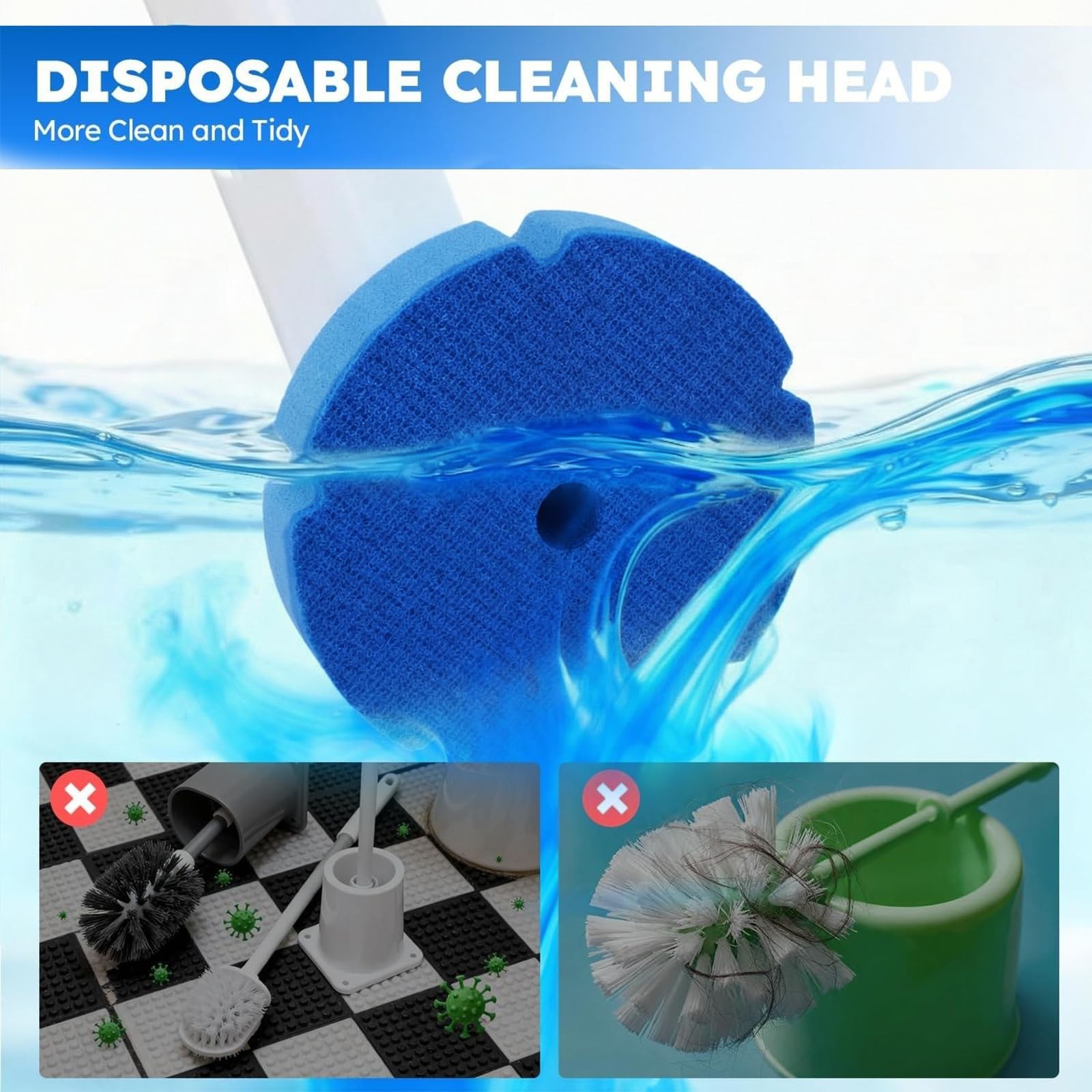 Disposable Toilet Brush 2 Pack- Toilet Bowl Cleaner, Toilet Bowl Brush, Each …