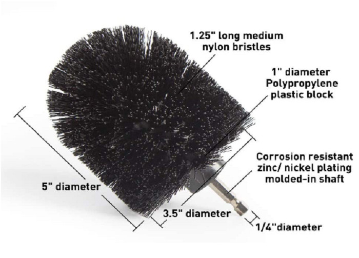 4 PACK Black Ultra Stiff Drill Brush SET for Heavy Duty Cleaning