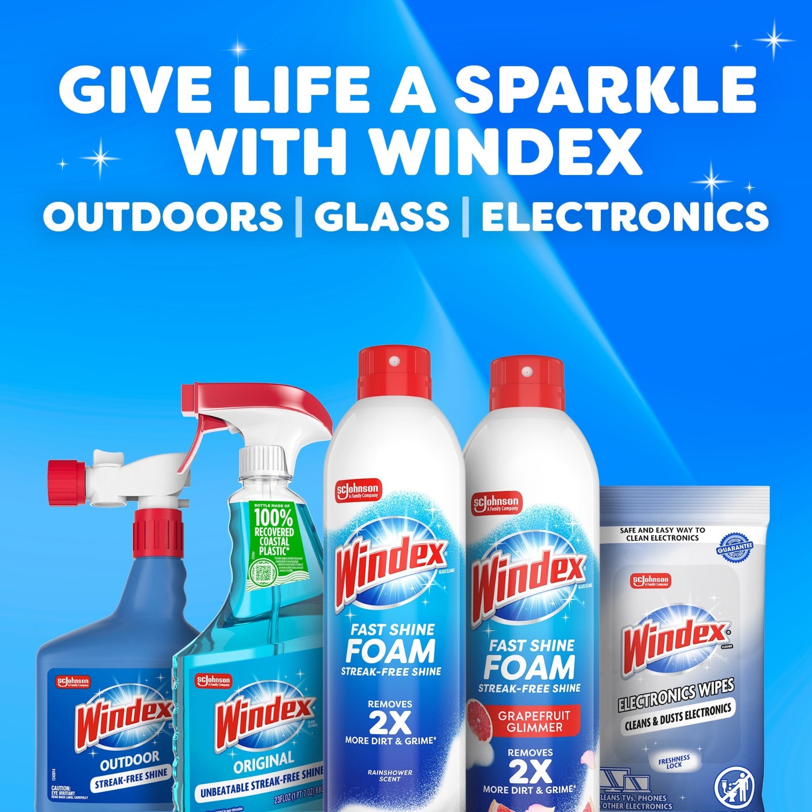 Windex Fast Shine Foam Glass, Window, and Mirror All Purpose Cleaner, No-Drip Ae