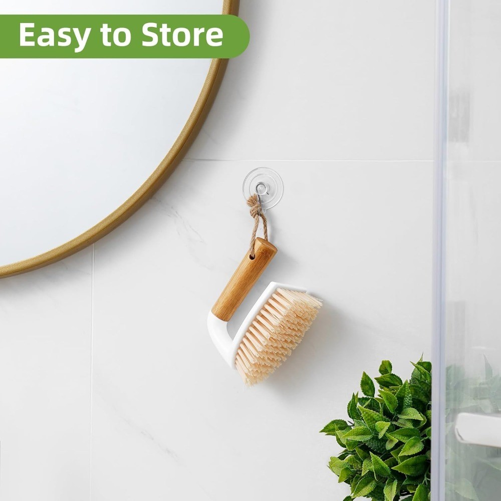 Heavy Duty Scrub Brush with Handle for Cleaning Bathroom Shower Tile Floor