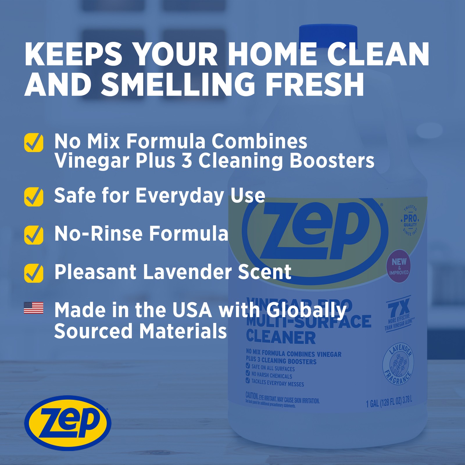 Zep Industrial Cleaner With Vinegar – 1 Gallon (Case of 4) – R48410 – Cleaning