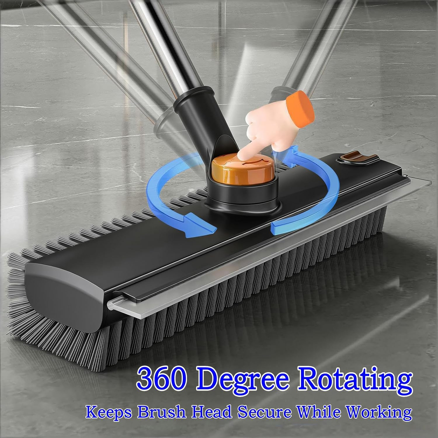 4 in 1 Floor Scrub Brush with Squeegee Long Handle Grout Brush 52” 2026 Upgrade