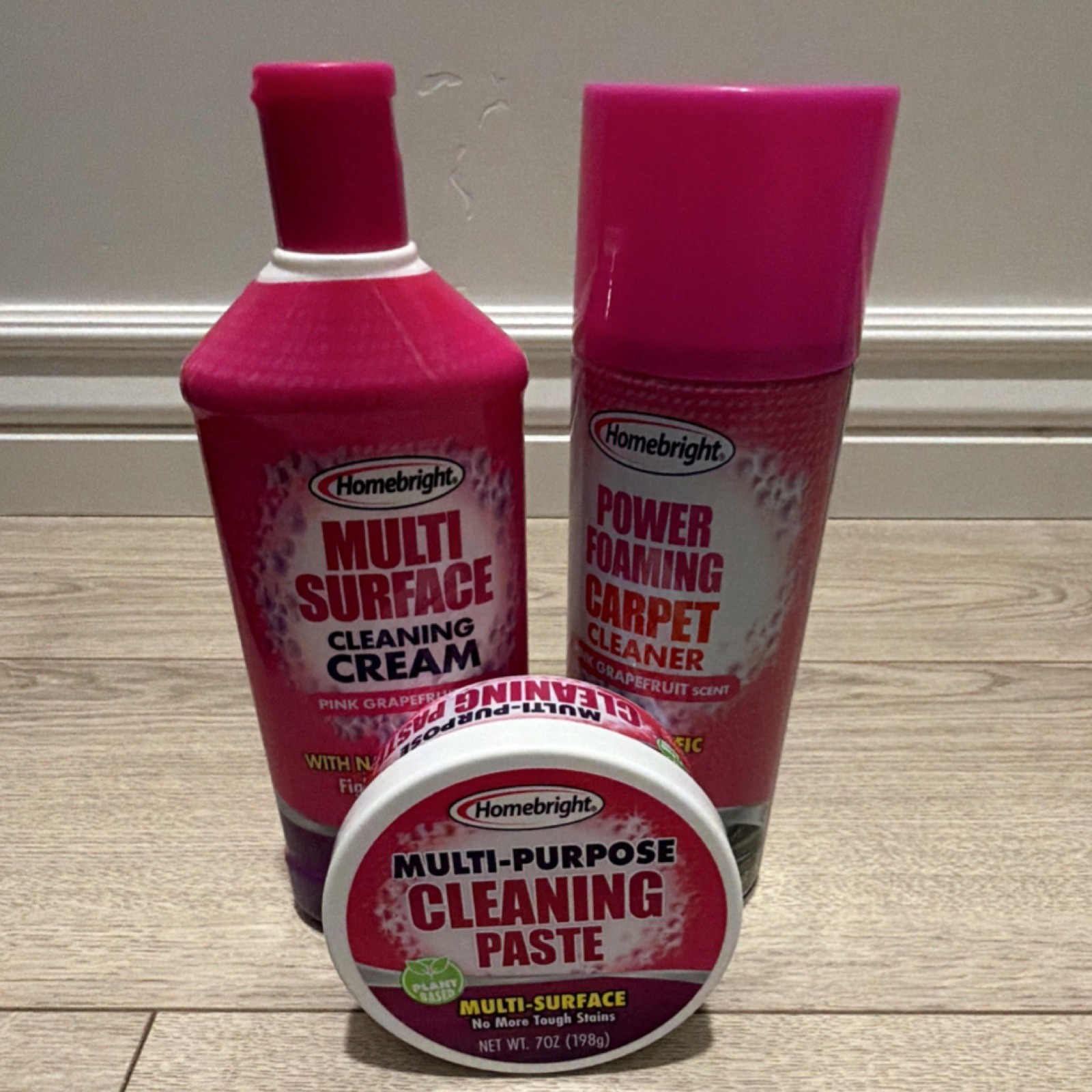 Homebright Multi-Surface Cleaning Cream, Carpet Cleaner, Pink Grapefruit, 3 Pack