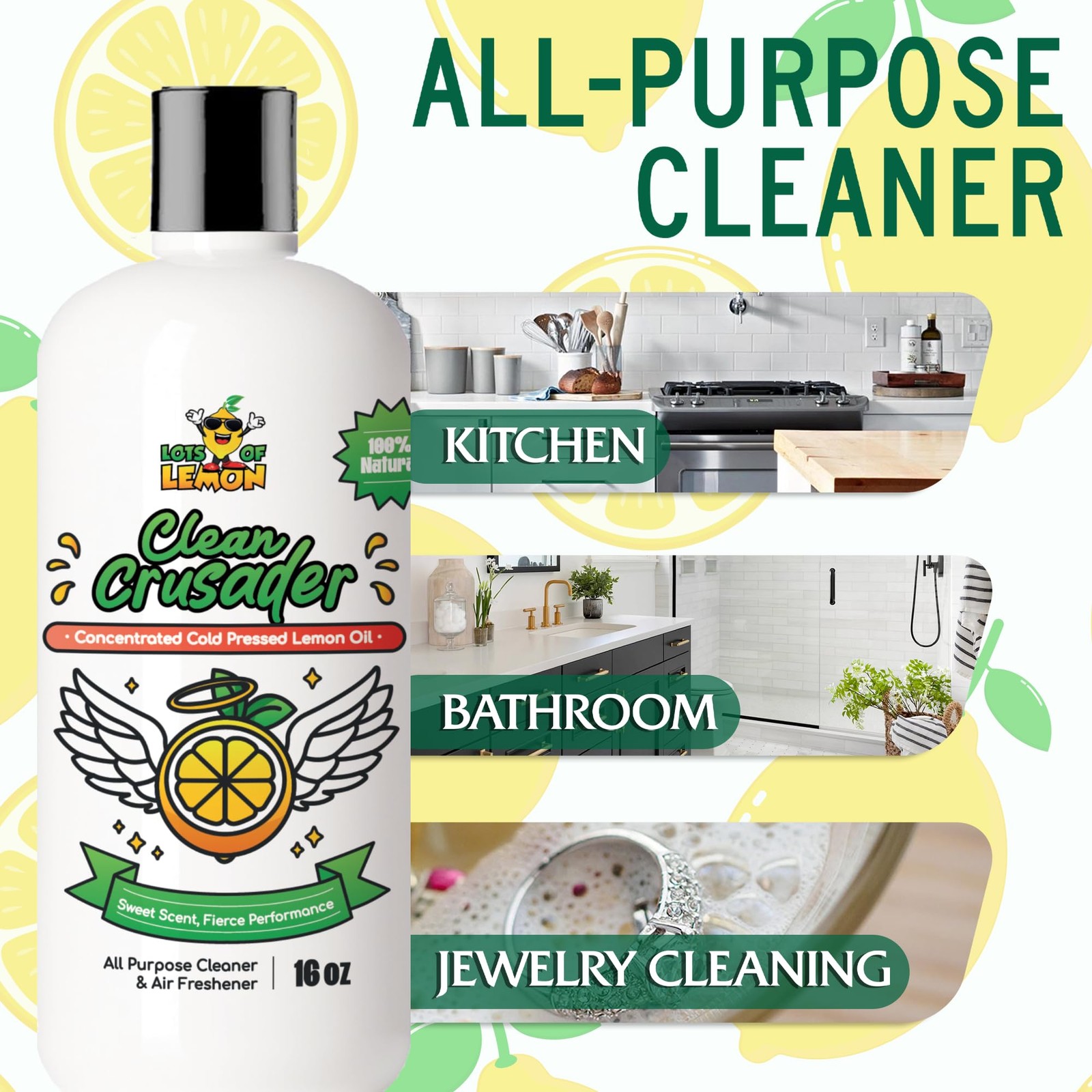 – Clean Crusader Cold Pressed Lemon Oil Concentrate – All Purpose Cleaner & F…