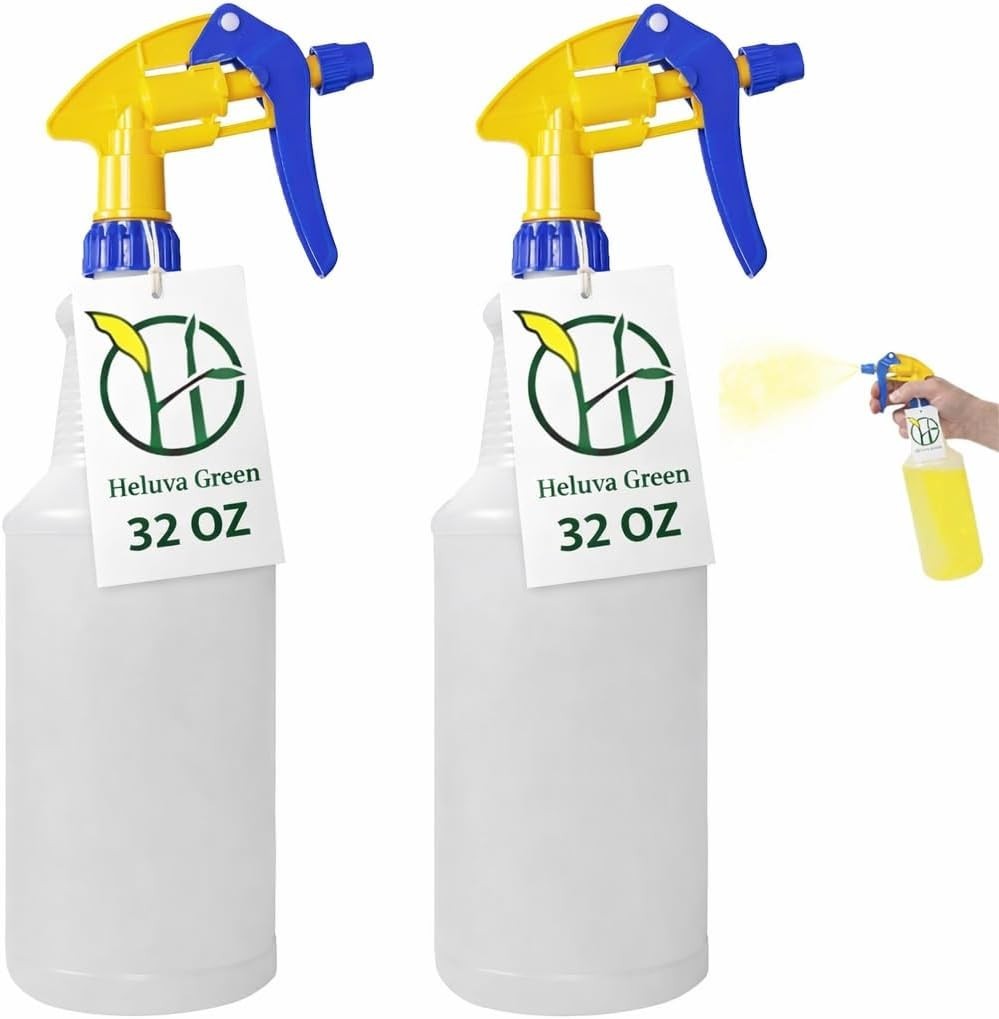 Heavy Duty 32oz Plastic Spray Bottles for Cleaning – Large Empty Industrial B…