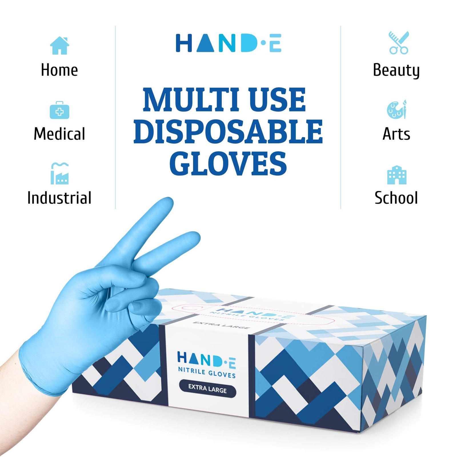 Hand-E Touch Blue Nitrile Disposable Gloves Medium (Pack of 1),