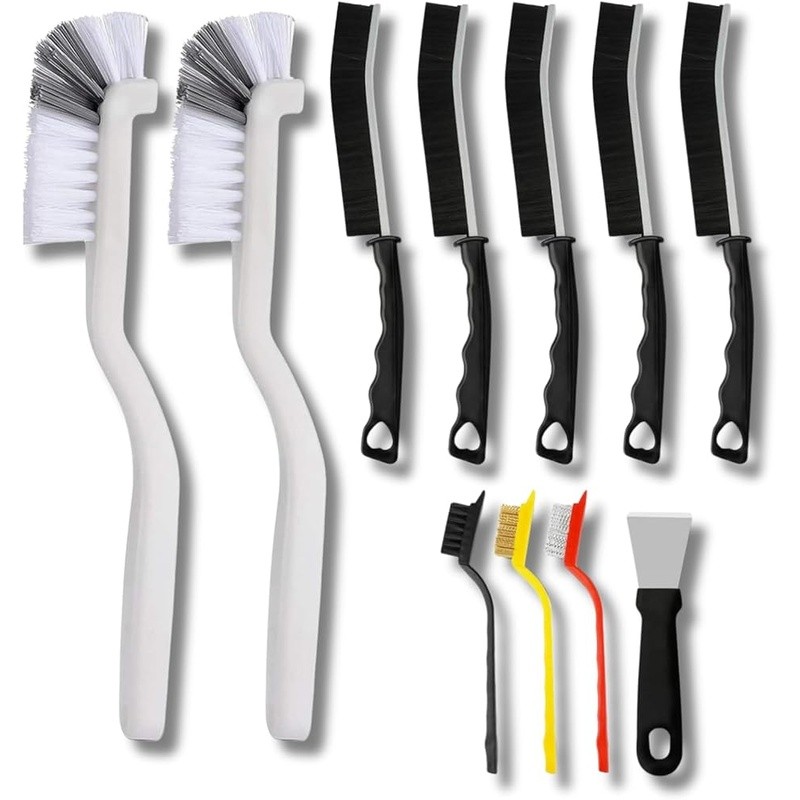 Multi-Surface Scrub Brush Set Heavy-Duty Cleaning Kitchen Bathroom Grout Tile US