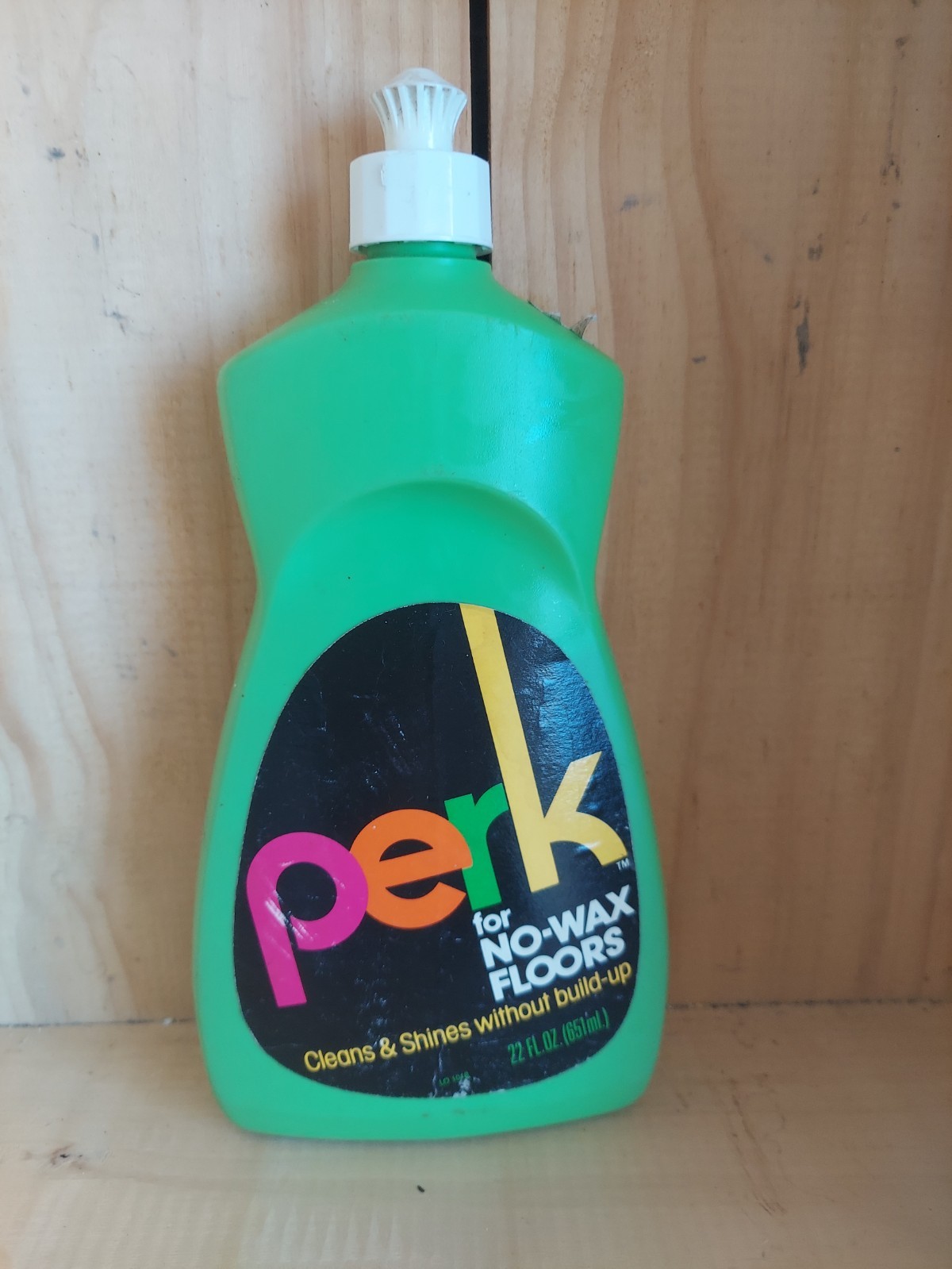 Vintage PERK CLEANER LINOLEUM NO WAX FLOORS Bottle almost full