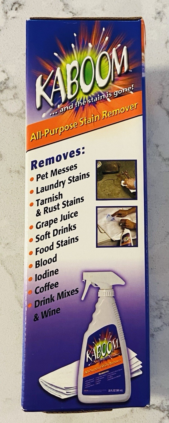 NEW IN BOX ~ KABOOM 20 FL OZ ALL-PURPOSE STAIN REMOVER WITH CHAMOIS & NOZZLE
