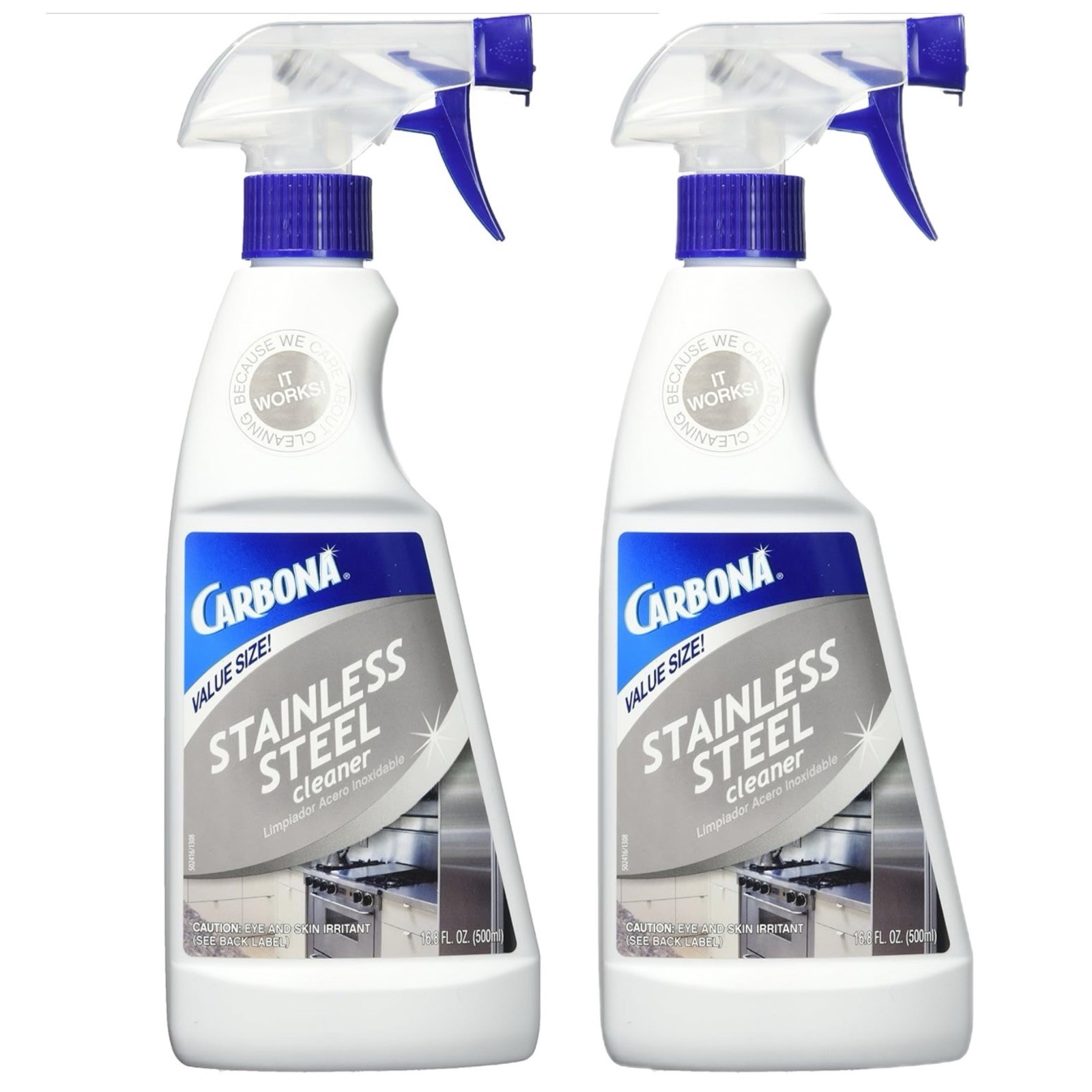 2 Pack CARBONA Stainless Steel Cleaner 16.8 fl oz Spray Bottle Value Size