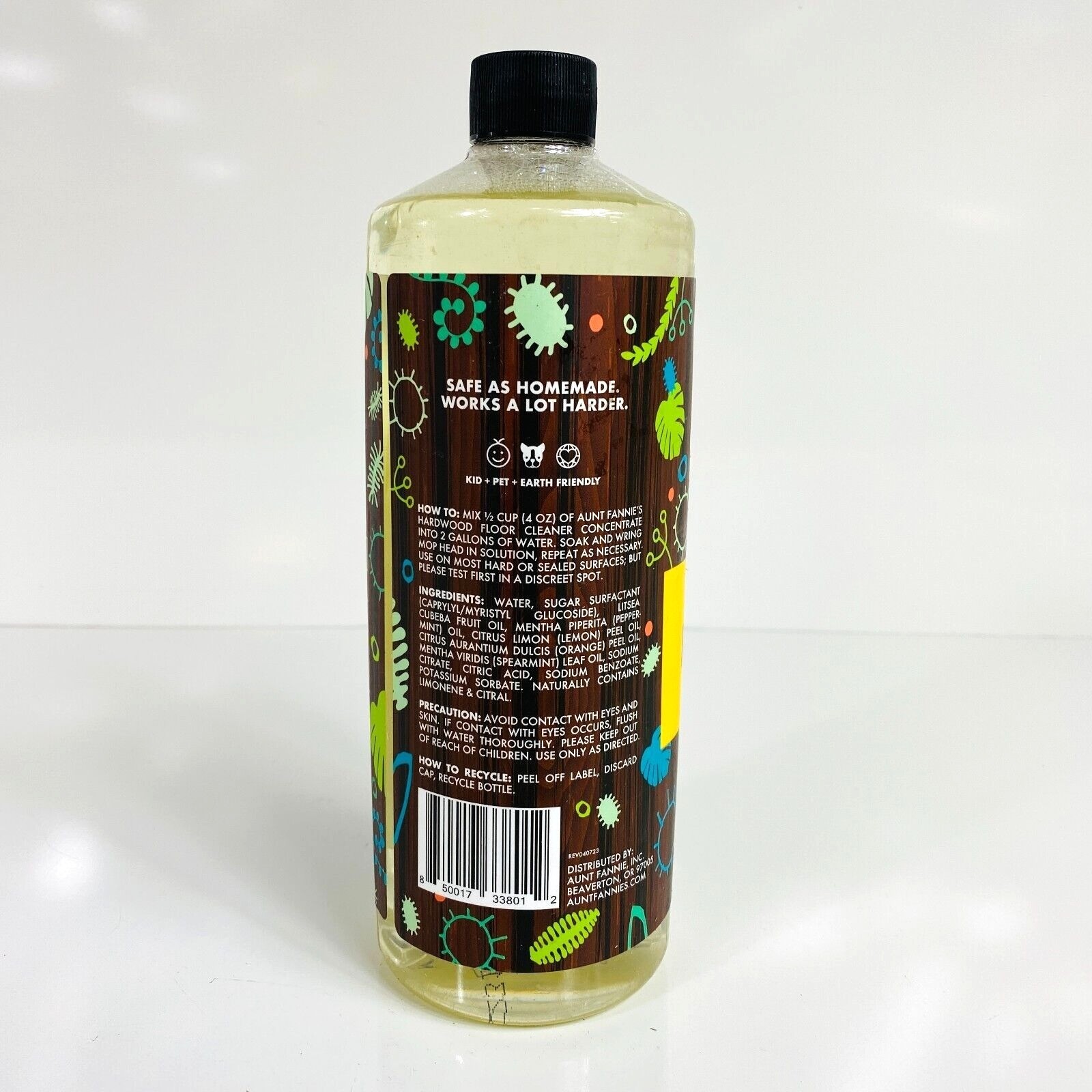 Aunt Fannies Hardwood Floor Cleaner Lemon 32 Oz Vegan Safe Concentrate