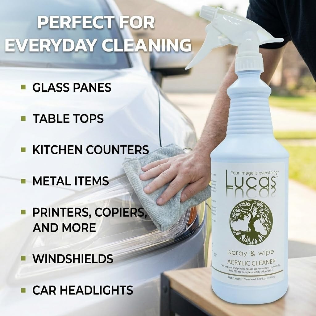 Acrylic & Plastic Cleaner Spray – Streak-Free for Plexiglass, Glass, Mirrors & M