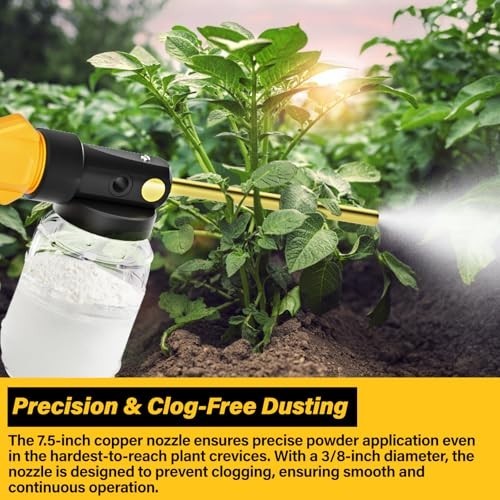 Electric Diatomaceous Earth Duster for 20V Battery, Garden Dust Applicator, 1L C