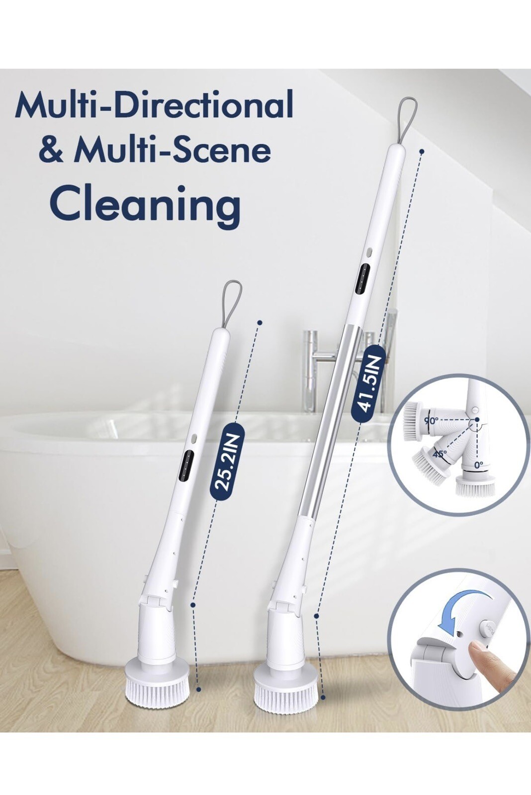 Dinata Electric Spin Scrubber, Shower Cleaning Brush with 5 Replaceable Heads