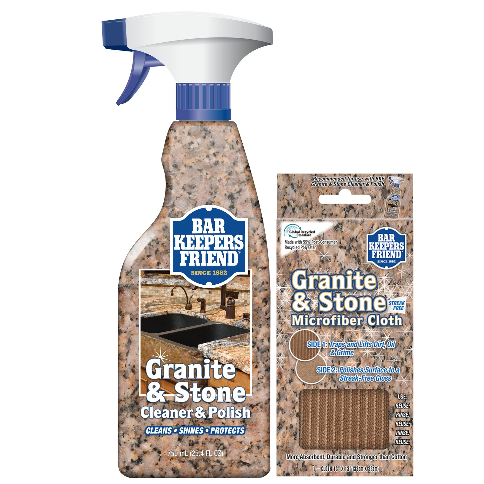 Stone & Granite Cleaner and Polish (25.4 oz) Plus 1 Microfiber Cloth, 2pc Cle…