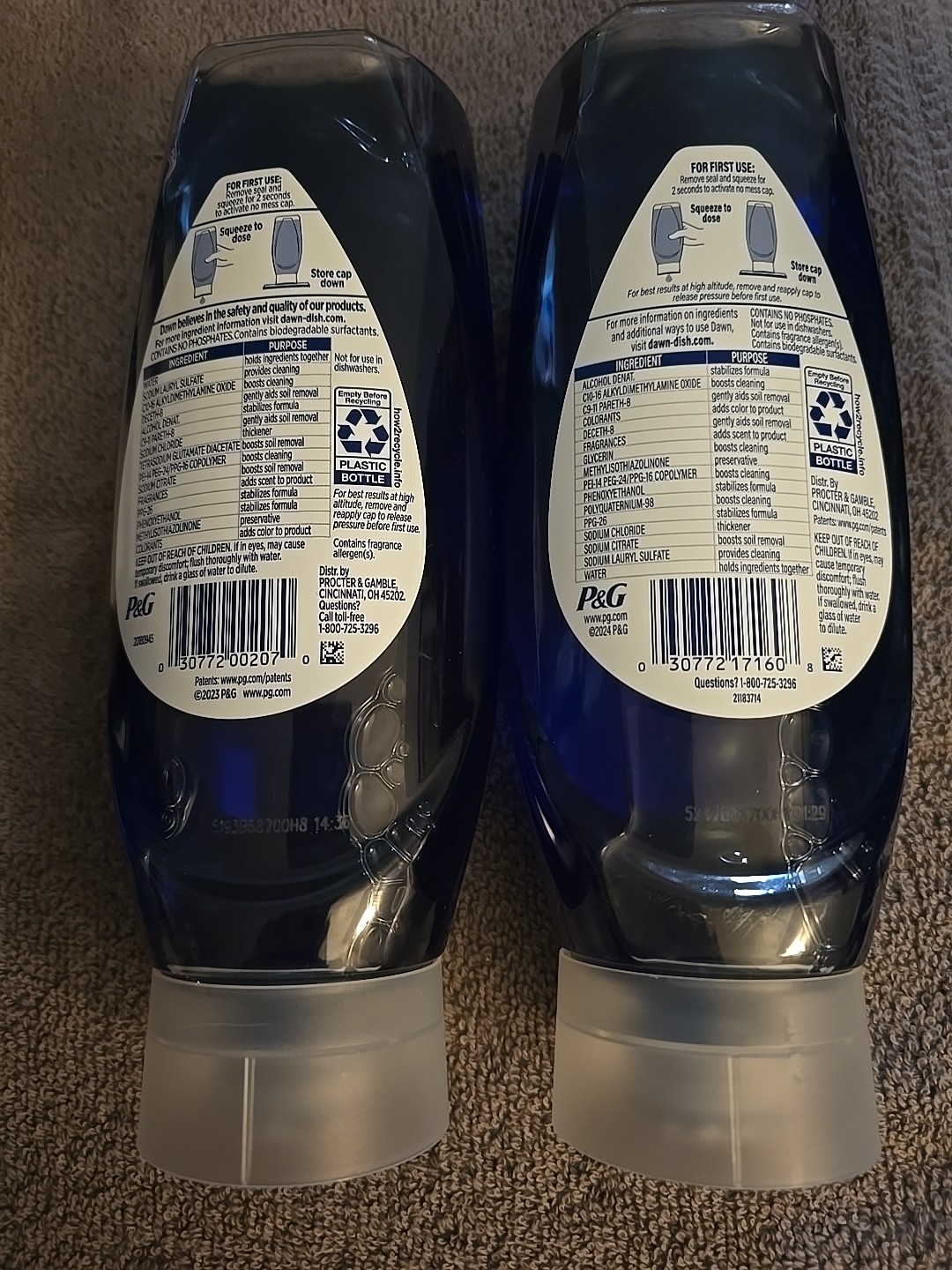 2 Dawn Platinum Plus/PowerSuds Liquid Dish Soap 17.4 oz. EZ-Squeeze Bottle (K81)