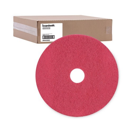 Boardwalk 4020RED Buffing Floor Pads, 20″ Diameter, Red, 5/Carton