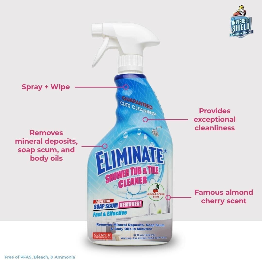 Invisible Shield 32 oz Shower & Tile Cleaner – Foaming Formula with Cherry Scent