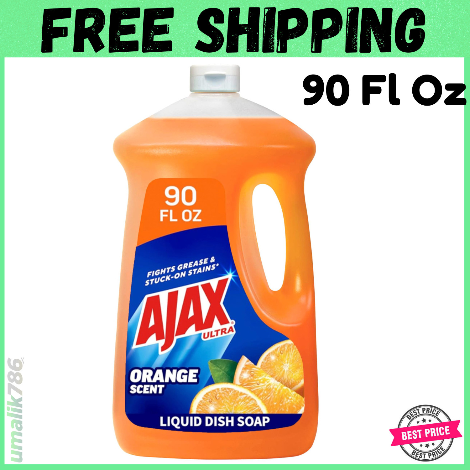 Ajax Ultra Triple Action, Dishwashing Liquid Dish Soap, Orange, 90 Fluid Ounce