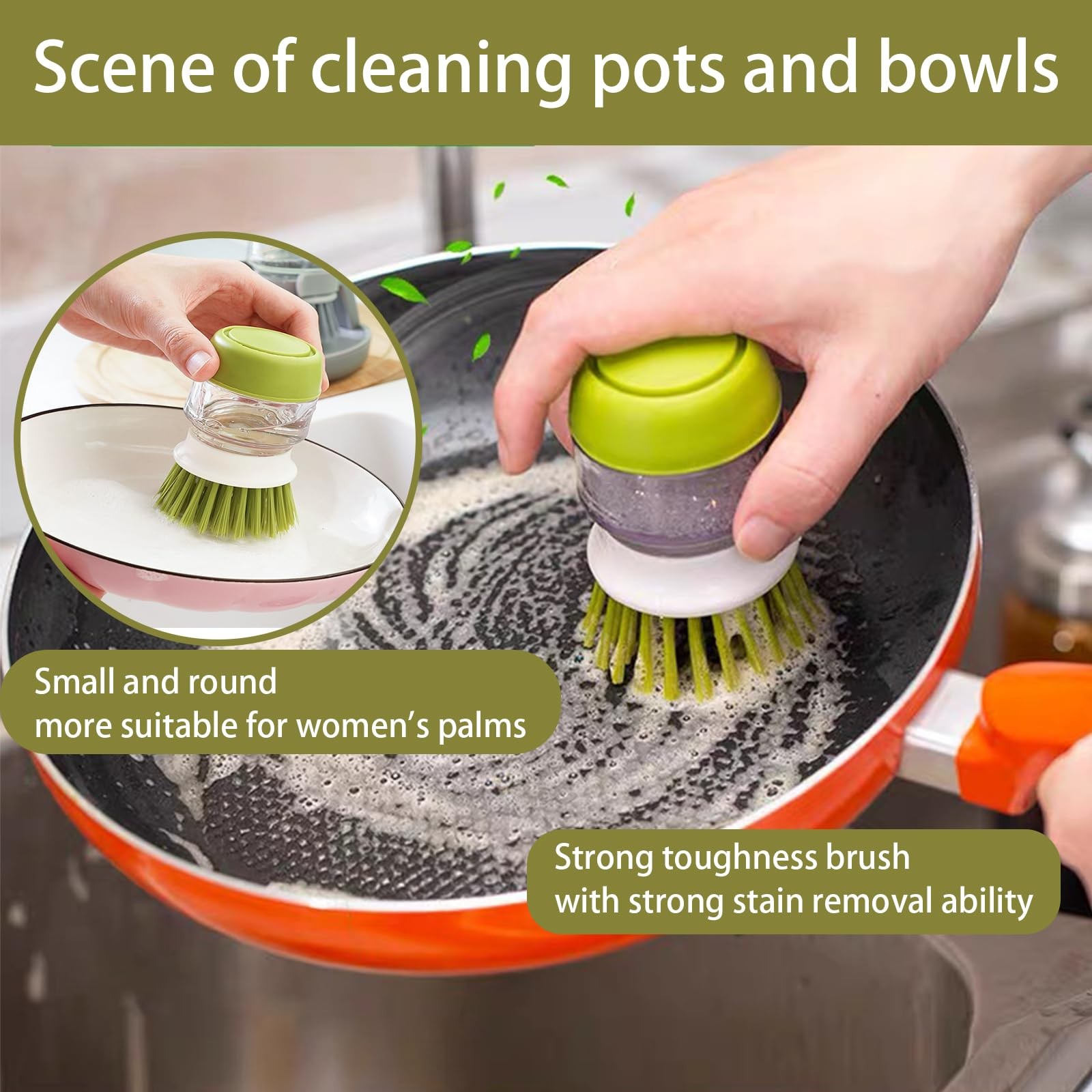 Soap Dispenser with Dish Brush and Storage Bracket, Easy to Clean Kitchen Ute…