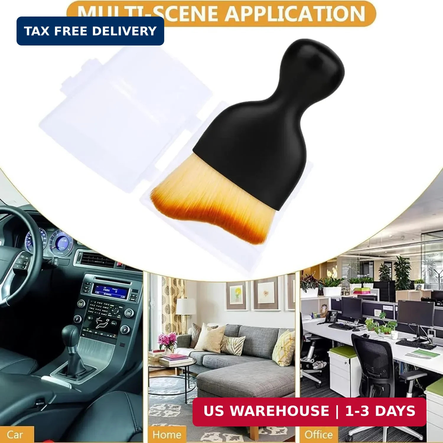 QUAAM 3PCS Car Interior Cleaning Tool, Car Cleaning Brush Interior Dust Collecto