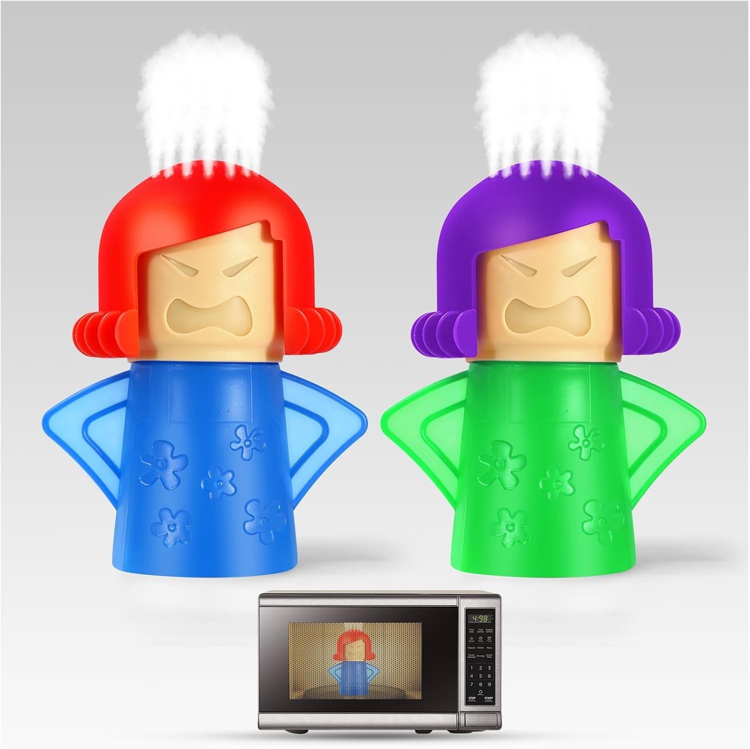 Fast & Easy Microwave Steam Cleaner – 2 Pack with Fun Design and Safe Handles