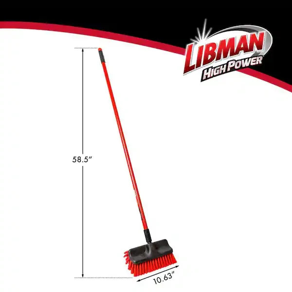 Heavy Duty Floor Scrub Brush 60in Long Handle Dual Surface Tile Deck Cleaner