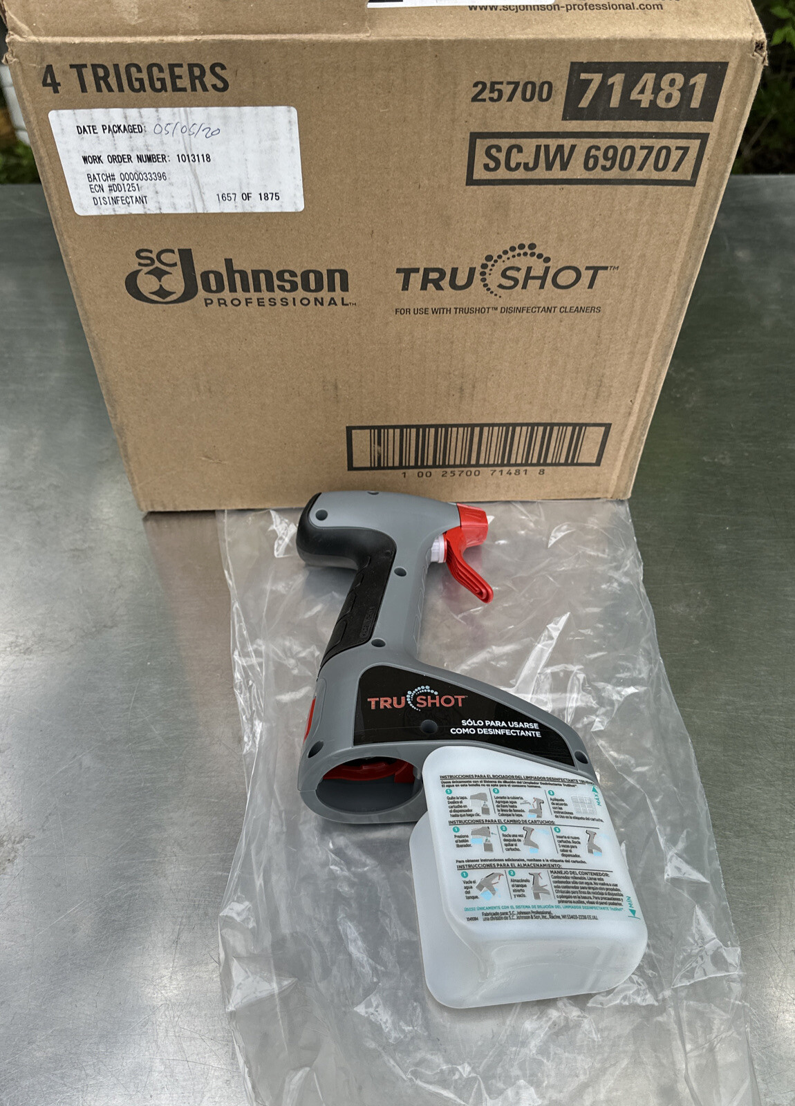 Lot Of 4 New SC Johnson Trushot Tru Shot Disinfectant Trigger Dispenser Spray