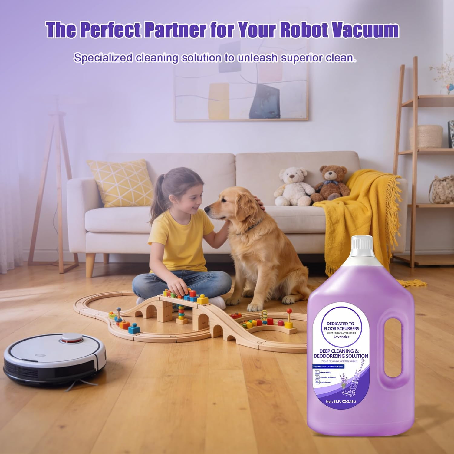 Floor Cleaning Solution Compatible with Tineco – 82 FL OZ Lavender Floor Clea…