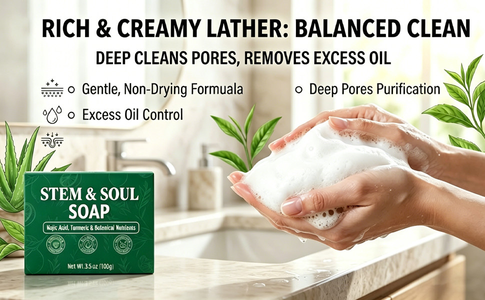 Soap, Upgraded Stem & Soul Turmeric Lemon Soap Bar For Dark Spots, Support