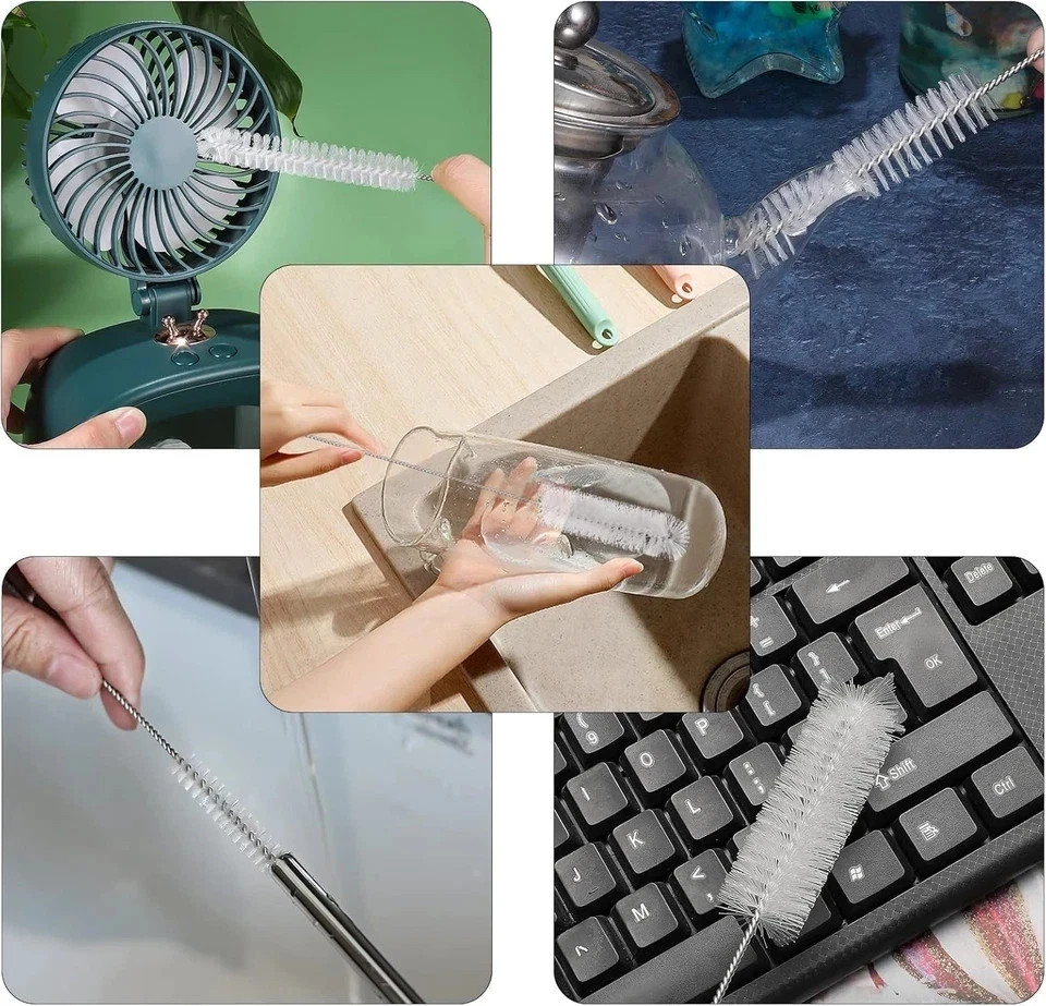 Nylon Straw Brush Cleaner Bottle Tube Pipe Small Long Cleaning 10Pcs Set USA Lot