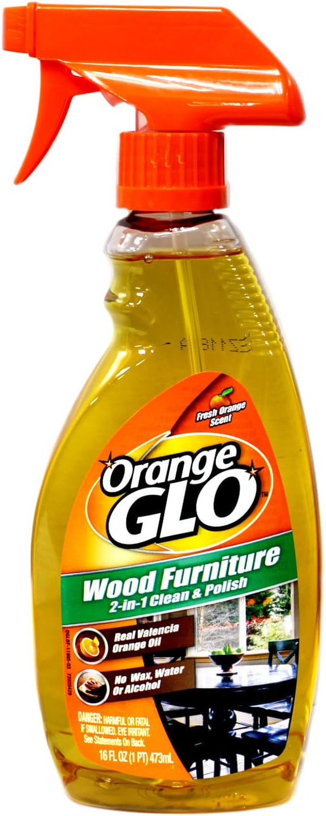 Wood Furniture 2-In-1 Clean & Polish Spray, Fresh Orange Scent, Real Valencia Or