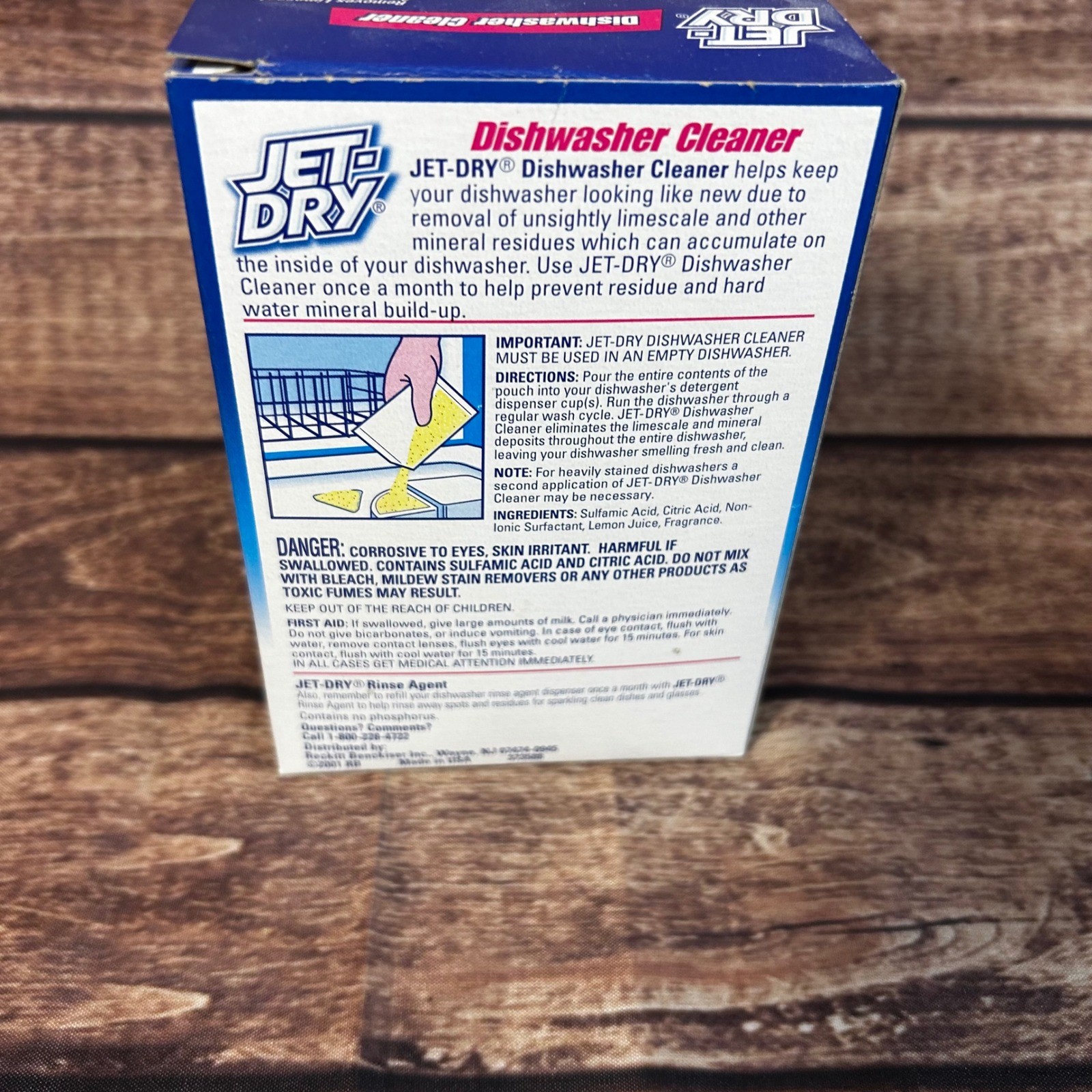 Jet-Dry Dishwasher Cleaner Lemon Scent 2 Pouches in Box 2001 USA Discontinued
