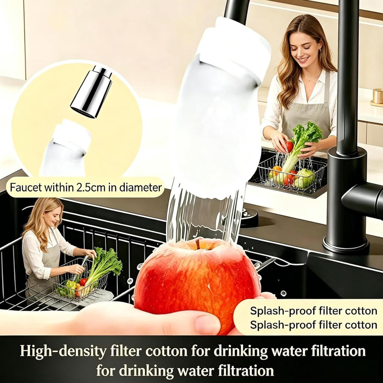 30-100x Mesh Faucet Filter Cotton Bag,Universal Anti-Splash Water Filter Kitchen