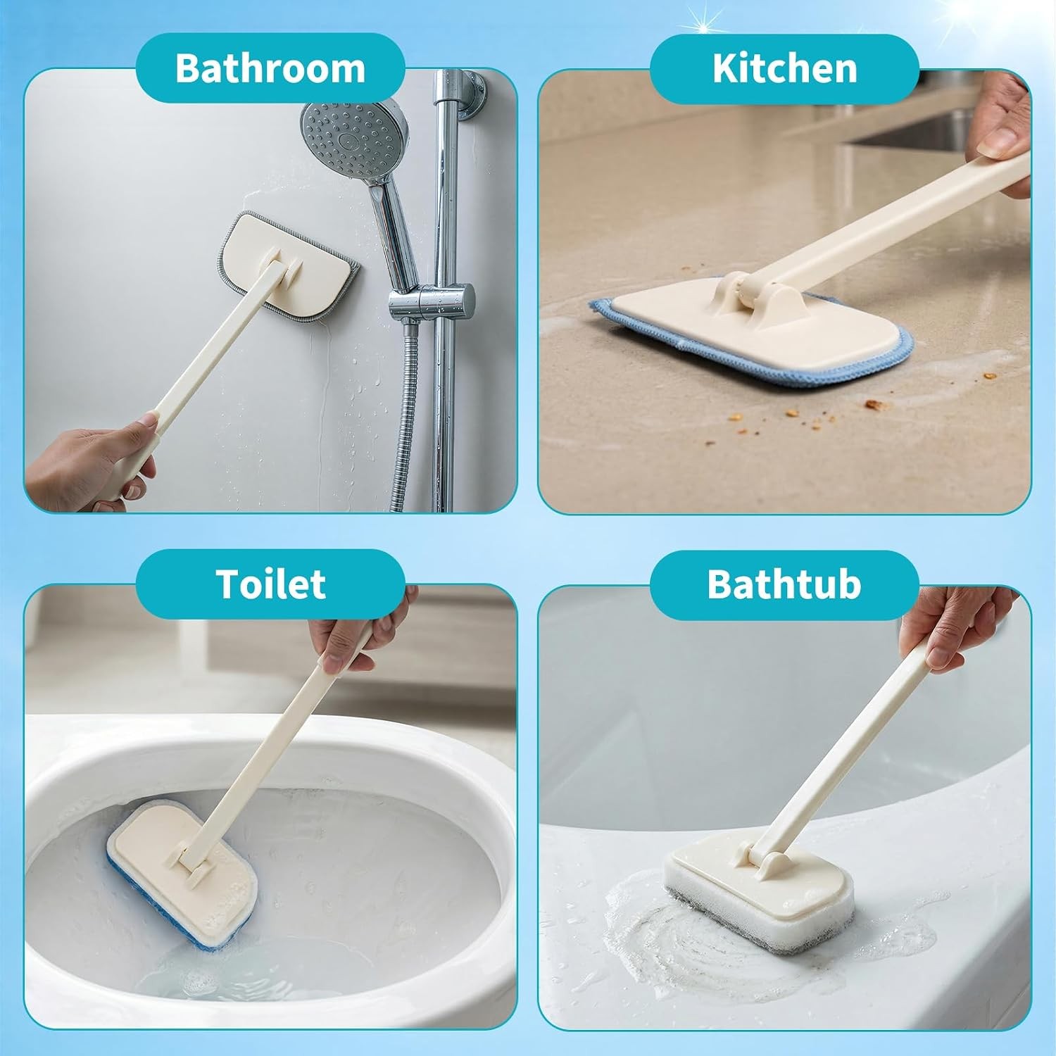 Long Handle Tub Scrubber Brush Durable Cleaning Brush Scrubber Tool Versatile