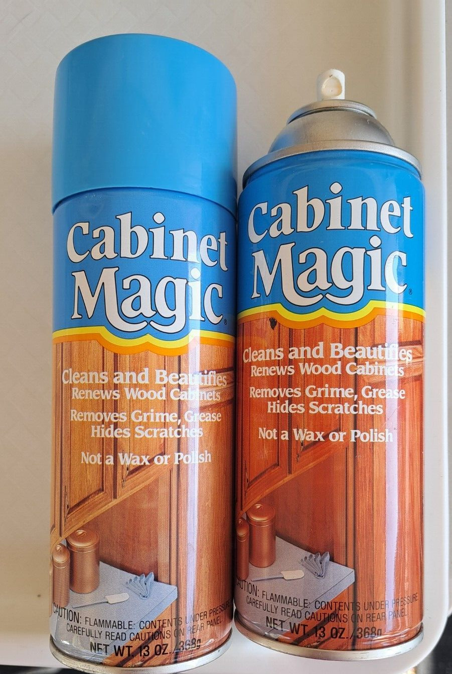 Lot of 2 Vintage Cabinet Magic Wood Cabinet Cleaner 13oz Aerosol Can ~95% Full