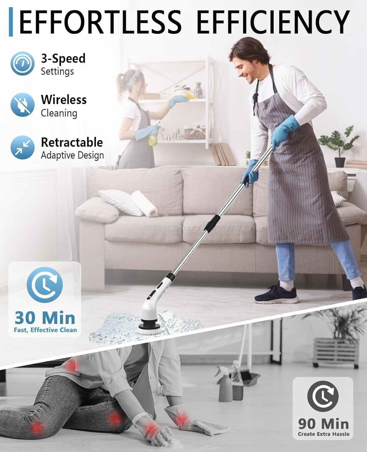 Electric Spin Scrubber for Cleaning Bathroom, Shower Scrubber Cordless Cleaning