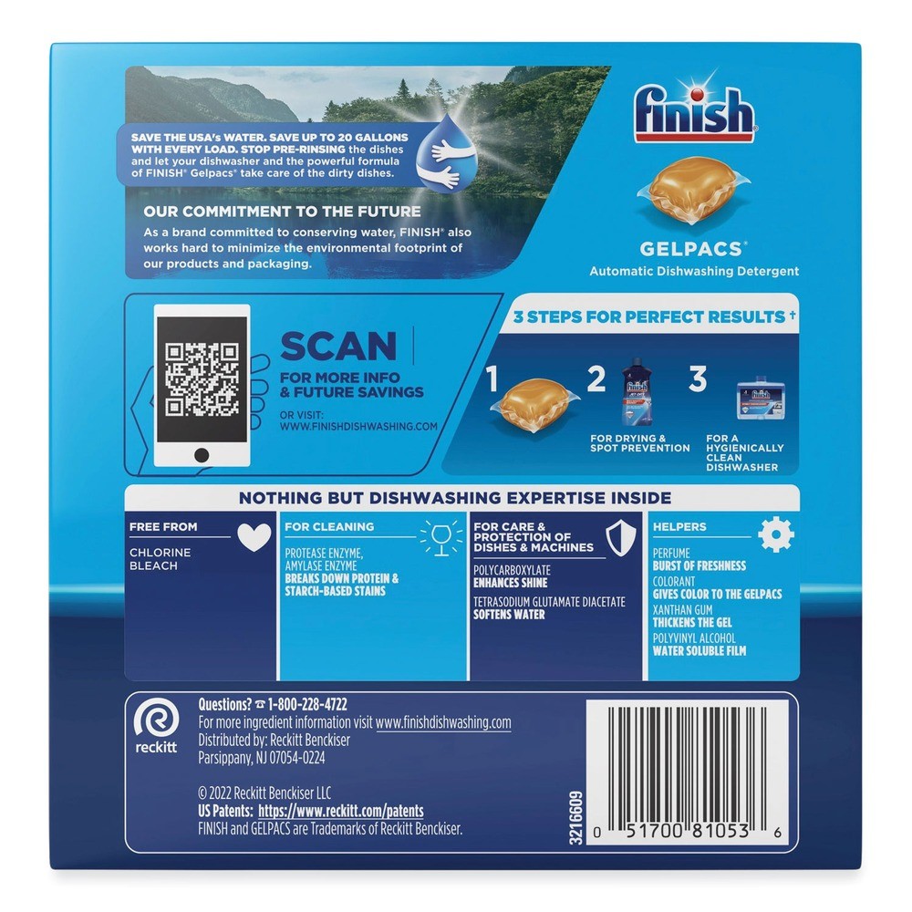 FINISH 81053 Orange Scent Dish Detergent Gelpacs New
