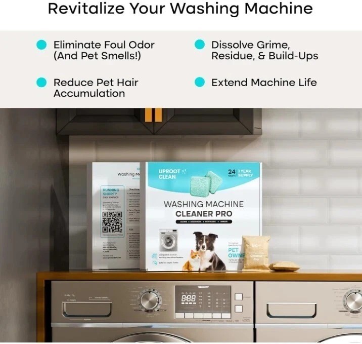 Uproot Clean Washing Machine Cleaner Tablets – 24 Pack for a 12 Month Supply. Fo
