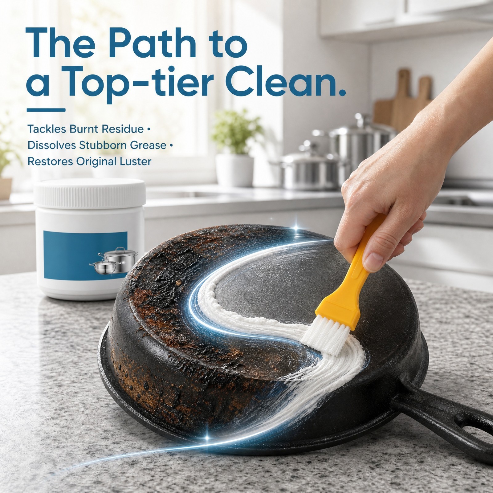260g Heavy Duty Pan Bottom Cleaner Paste,Multipurpose Cookware Stain Oil Remover